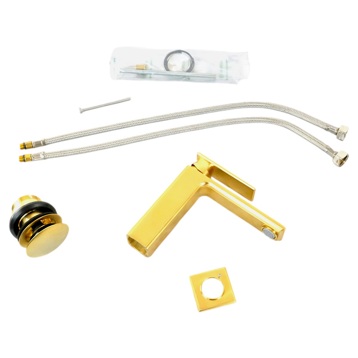 Фото Смеситель для раковины Migliore Atelier 33126 с донным клапаном, золото брашированное