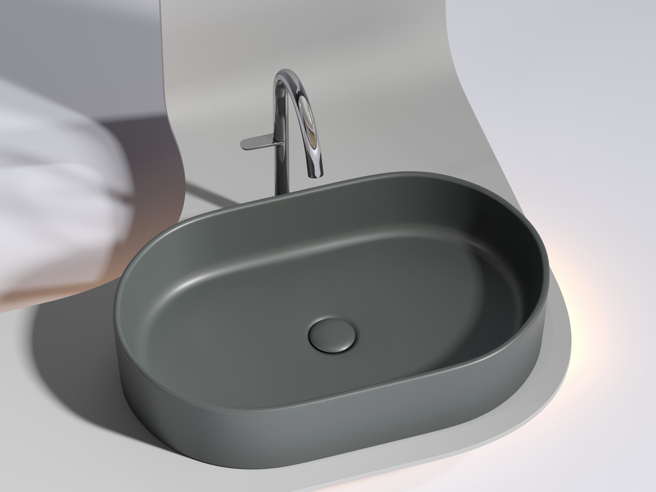 Фото Раковина Ceramicanova Element CN6048MDH накладная 60 × 38,5 × 12,2 см, темный антрацит матовый