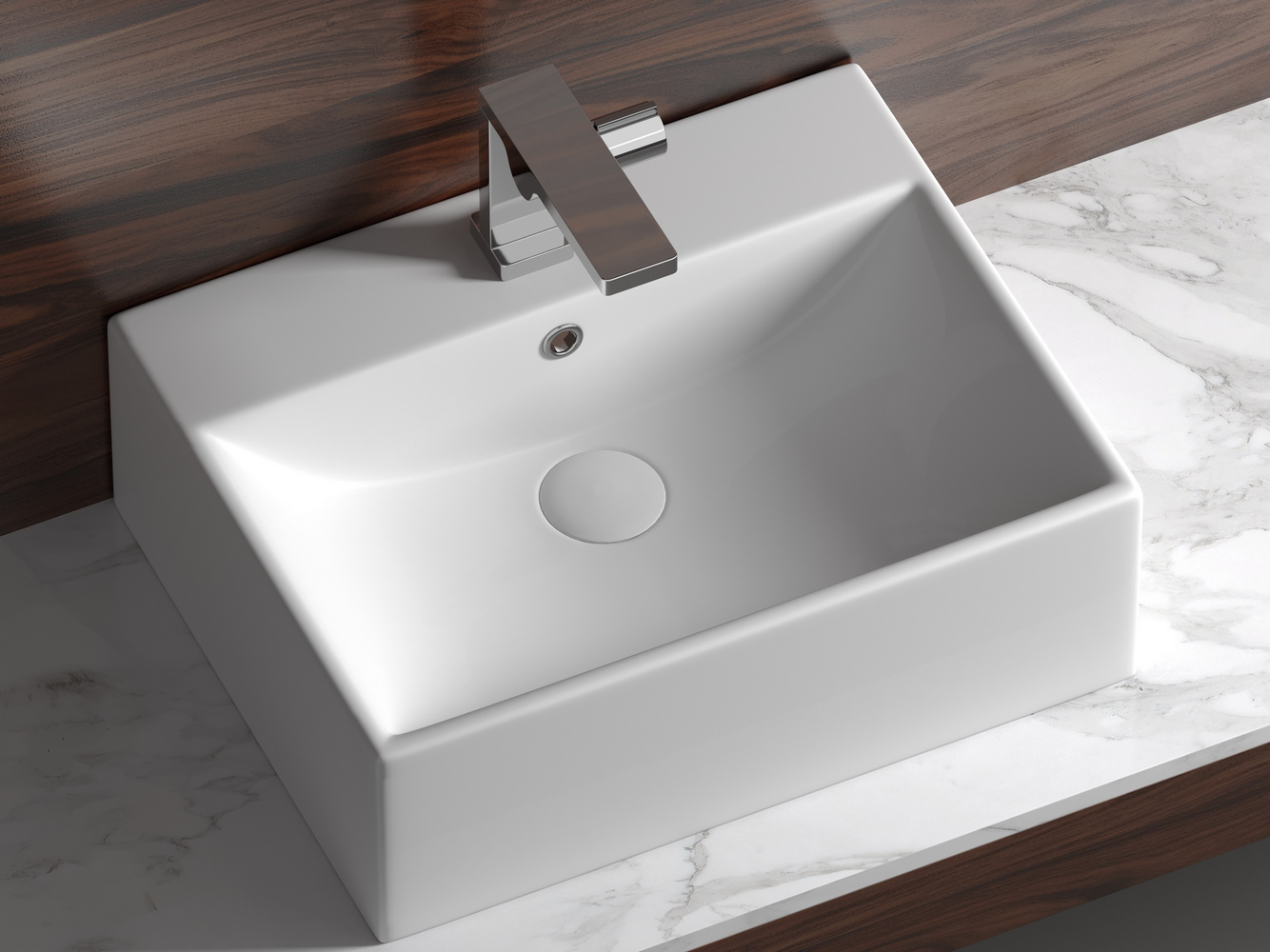 Фото Раковина Ceramicanova Element CN6040 накладная 50 × 41 × 16 см, белый глянцевый