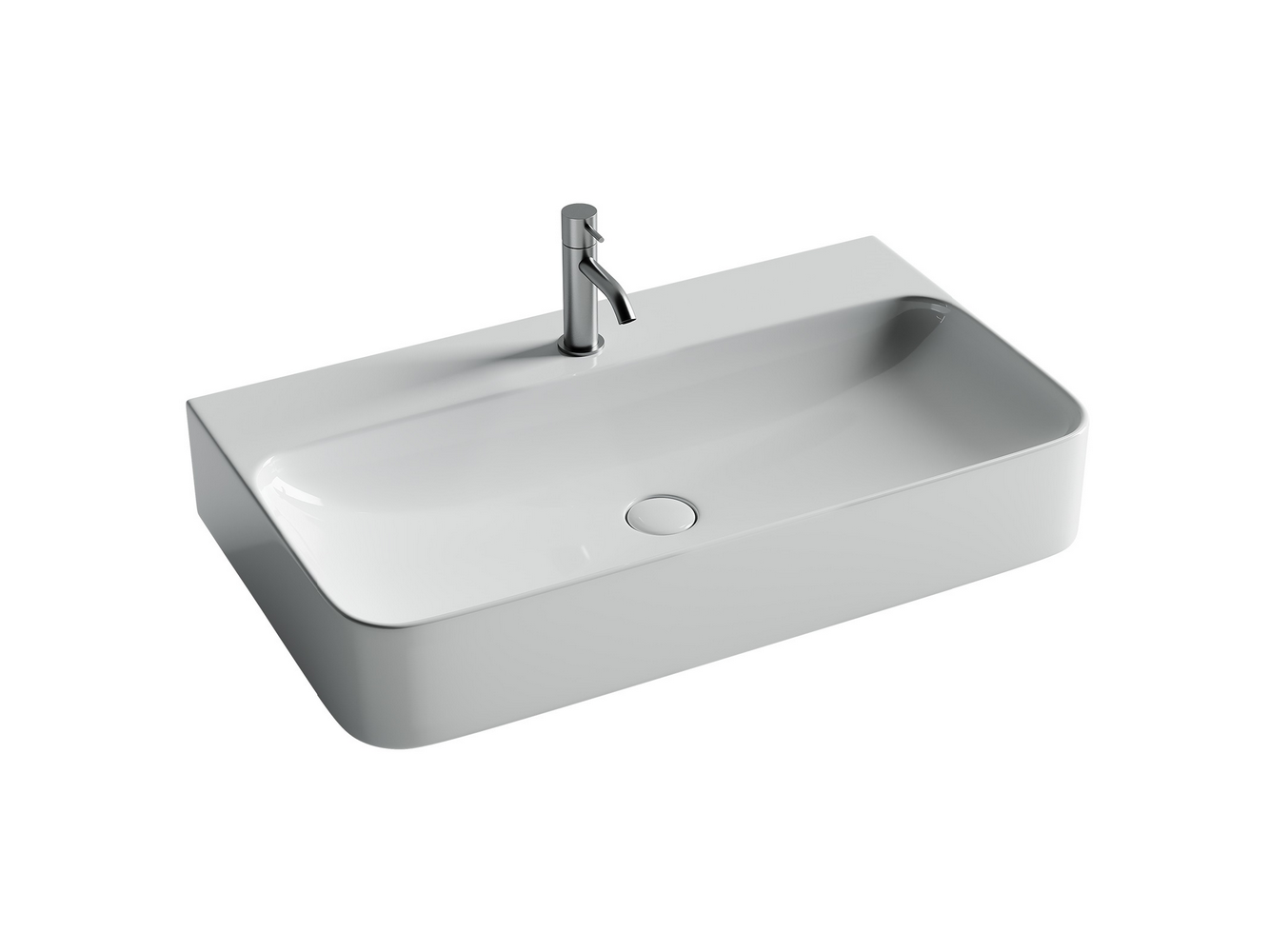 Фото Раковина Ceramicanova Aura CN2006 подвесная 81,5 × 47,5 × 14 см, белый глянцевый