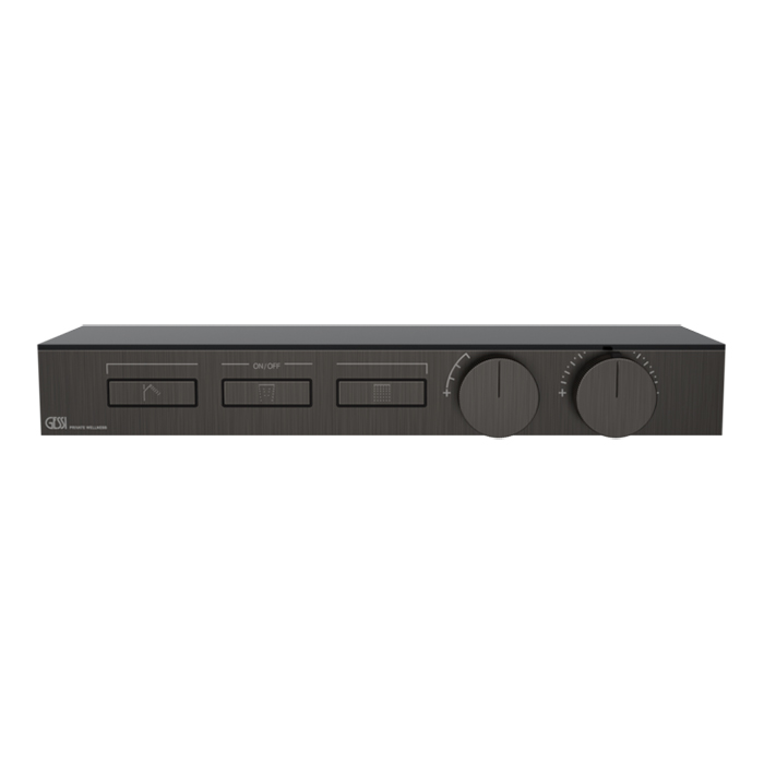 Фото Смеситель Gessi Hi-Fi 63024#707 для душа термостат с переключателем на 3 потока, черный хром браш pvd