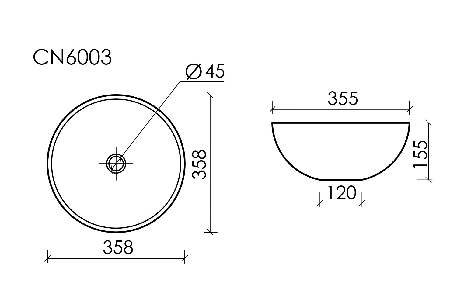 Фото Раковина Ceramicanova Element CN6003 накладная 35,8 × 35,8 × 15,5 см, белый матовый