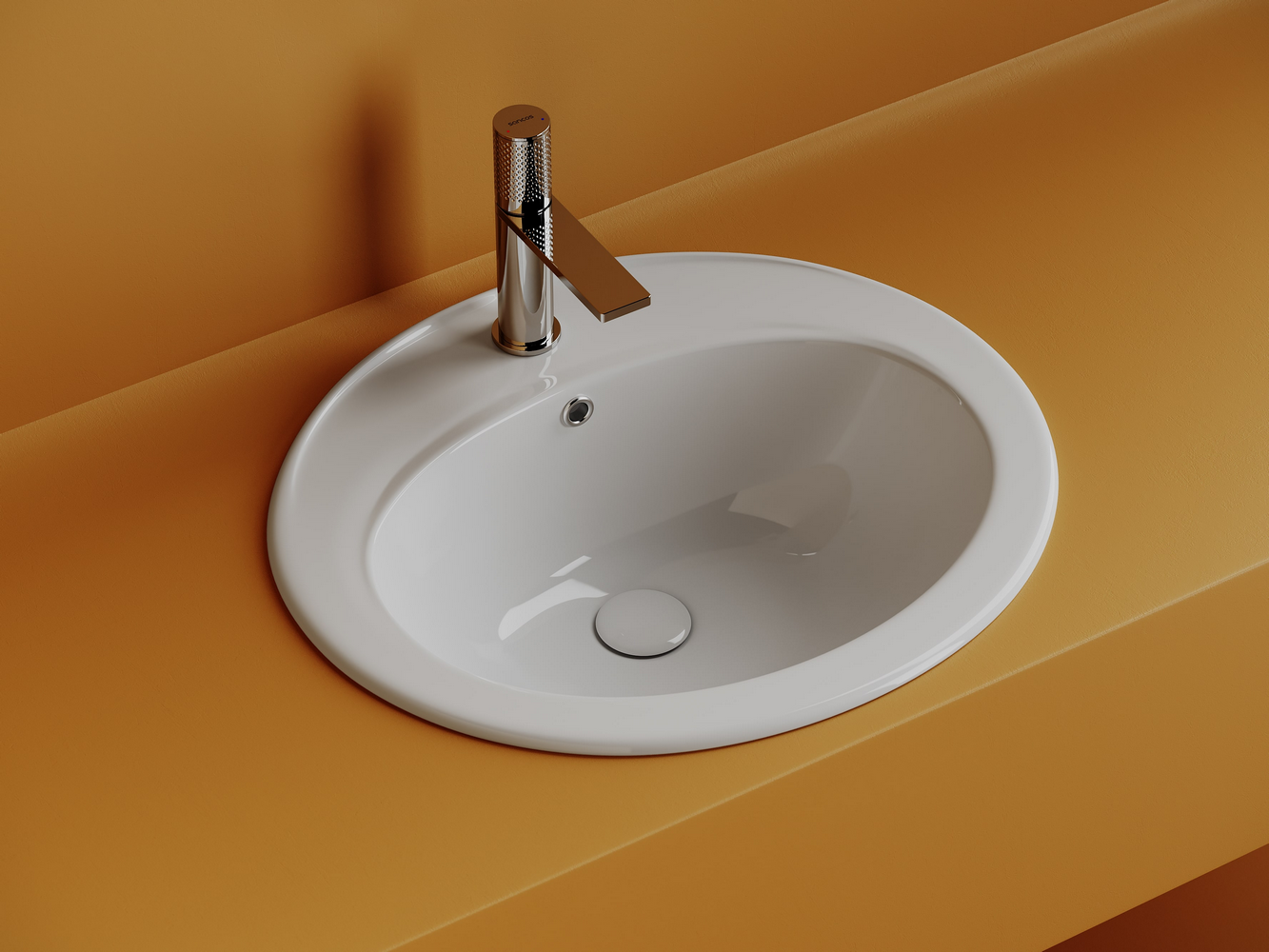 Фото Раковина Ceramicanova Sun CN6079 встраиваемая сверху 56,5 × 49,5 × 20 см, белый глянцевый