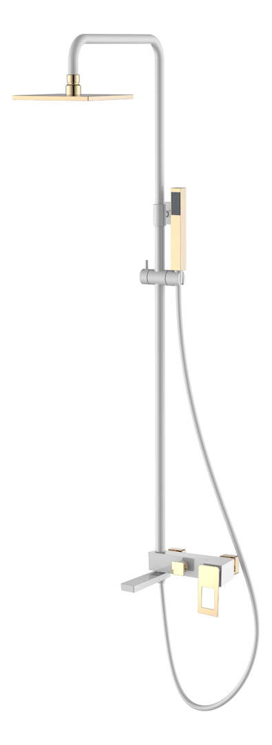 Фото Душевая стойка Boheme Q 148-WG белый матовый/золото глянец