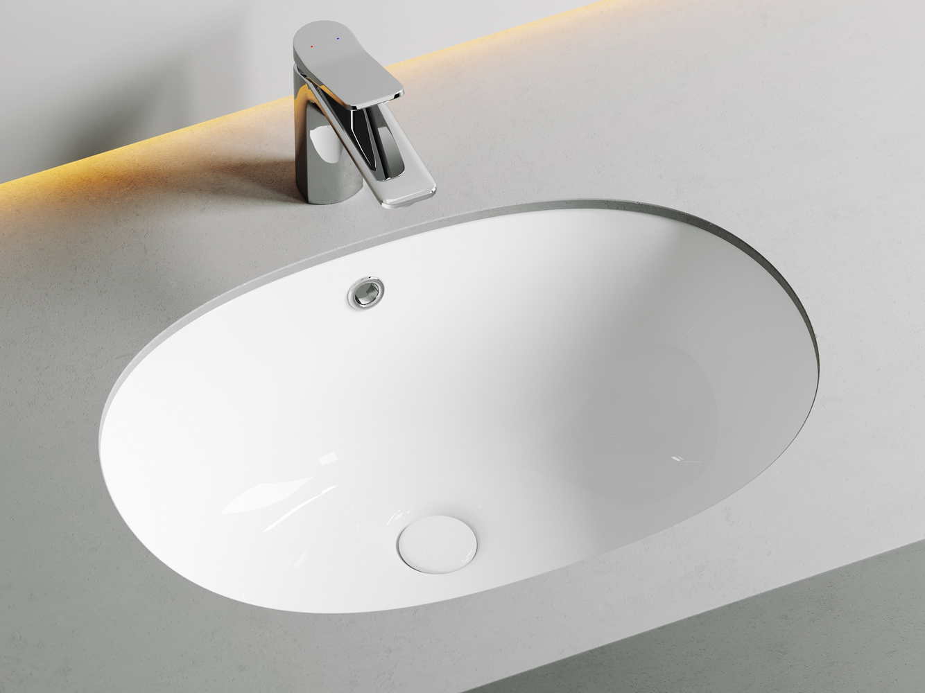 Фото Раковина Ceramicanova Element CN6044 встраиваемая под столешницу 56,5 × 38,5 × 21 см, белый глянцевый