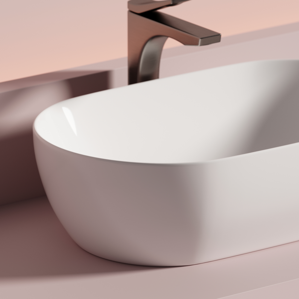 Фото Раковина Ceramicanova Twist CN12001 накладная 50 × 30 × 14 см, белый глянцевый