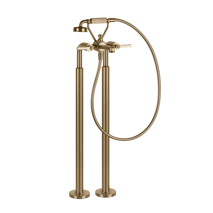 Фото Смеситель Gessi Venti20 65128#726 напольный для ванны с душем, бронза браш pvd