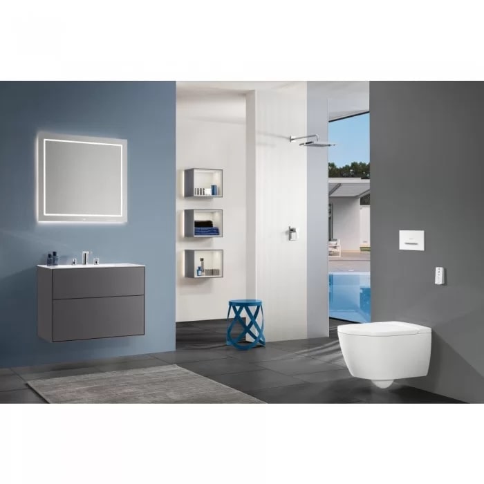 Фото Унитаз-биде подвесной Villeroy & Boch Viclean V0E100R1, с сиденьем с микролифтом, белый глянцевый