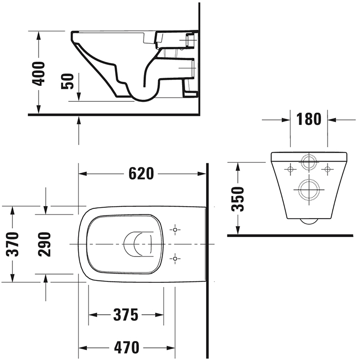 Фото Унитаз подвесной Duravit DuraStyle 2542090000, безободковый, без сиденья, белый глянцевый