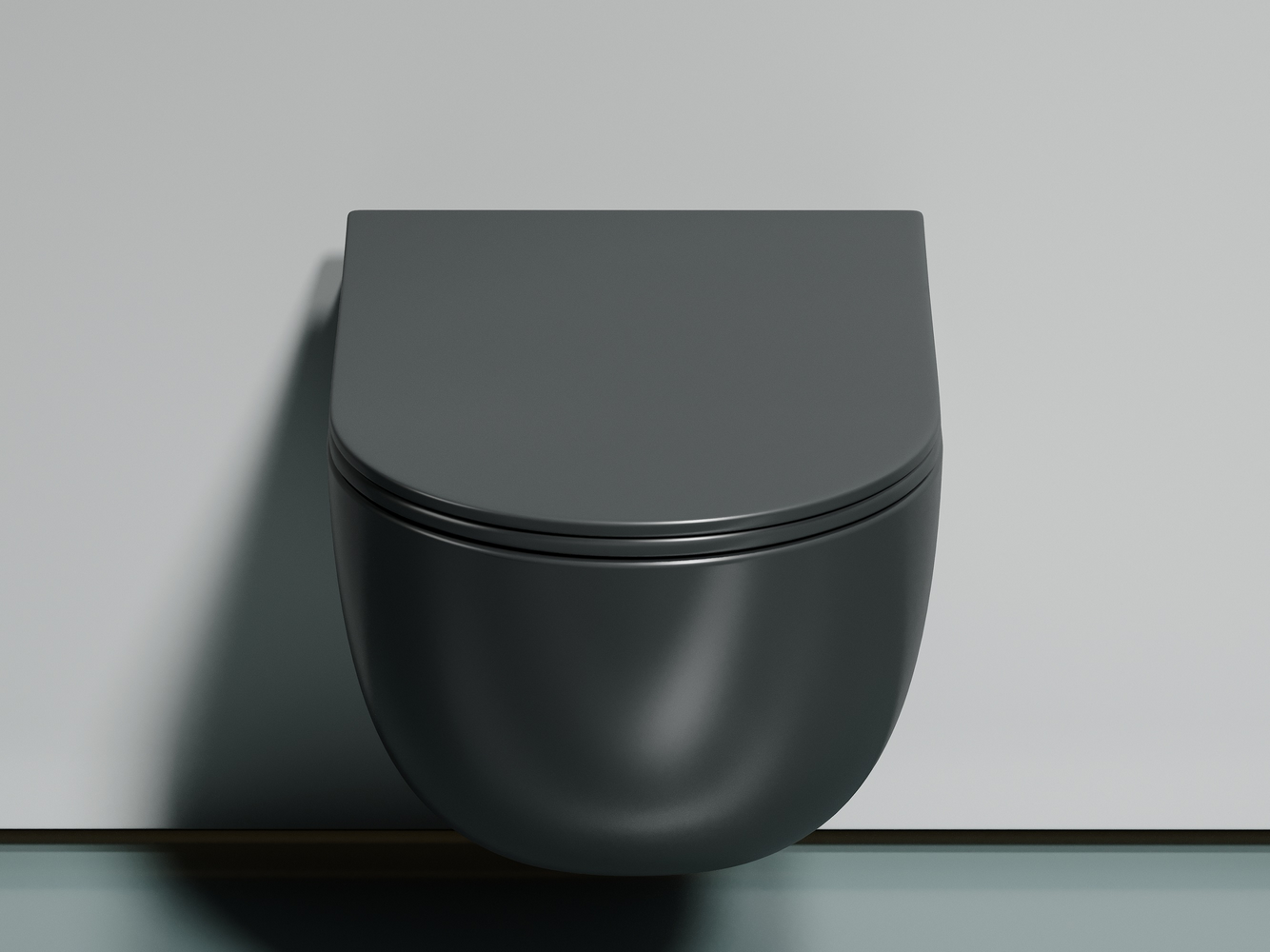 Фото Унитаз Ceramicanova Modena CN6063MDH безободковый с сиденьем подвесной, темный антрацит матовый
