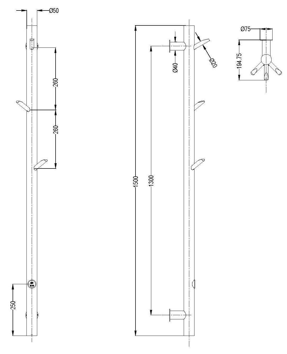 Фото Полотенцесушитель Boheme OAK 724-50-CR mini электрический, хром глянец h150х17 см