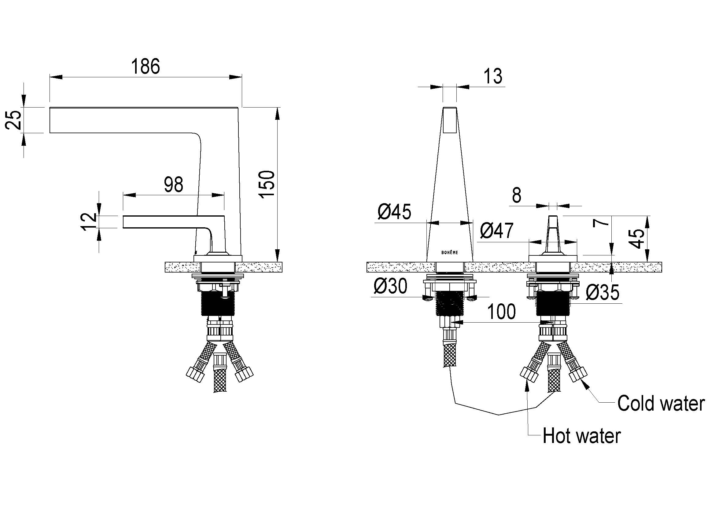 Фото Смеситель для раковины Boheme Duo 161-GM gun metal, графит матовый