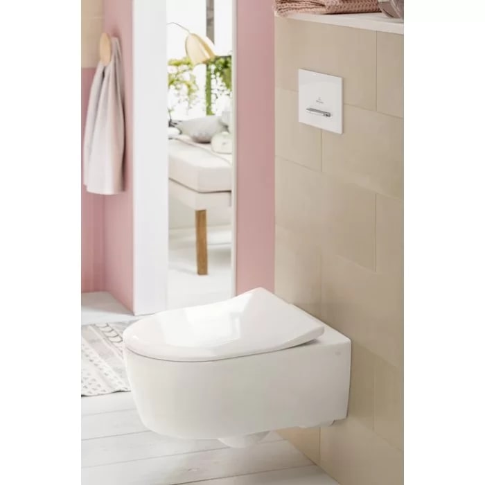 Фото Унитаз подвесной Villeroy & Boch Avento 5656RS01, безободковый, с сиденьем с микролифтом, белый глянцевый
