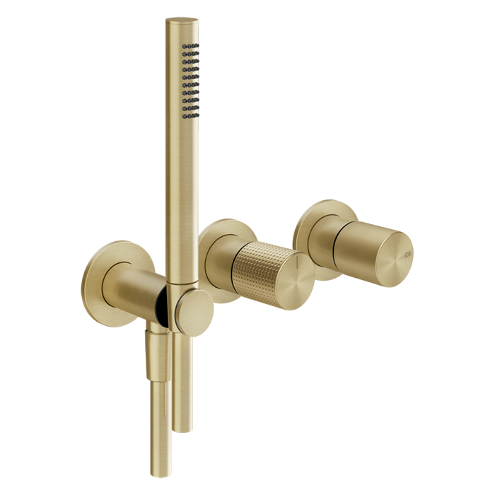 Фото Смеситель Gessi Habito 70438#727 для душа с переключателем на 2 потока, латунь браш pvd