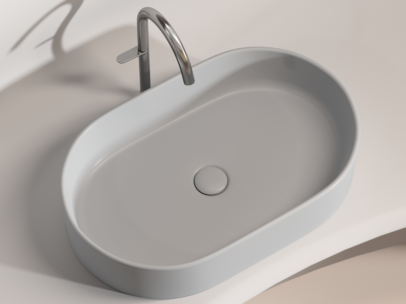 Фото Раковина Ceramicanova Element CN6048MSG накладная 60 × 38,5 × 12,2 см, серый матовый