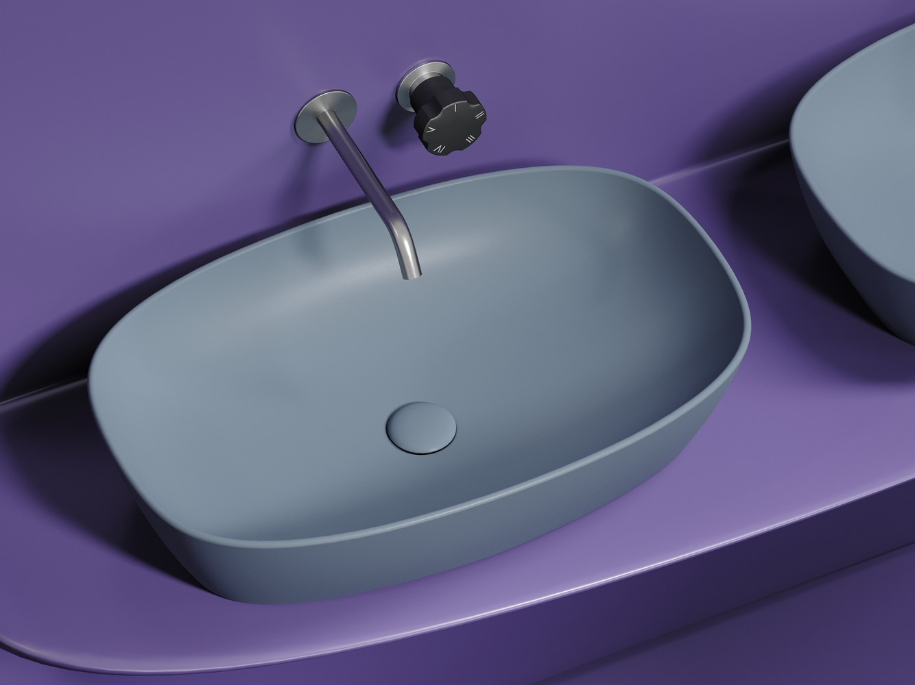 Фото Раковина Ceramicanova Element CN6049MHL накладная 61 × 38,5 × 14 см, серо-голубой матовый