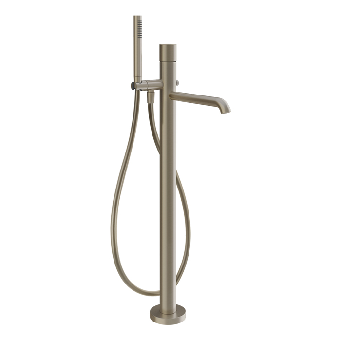 Фото Смеситель Gessi Habito 70028#149 напольный для ванны, никель браш