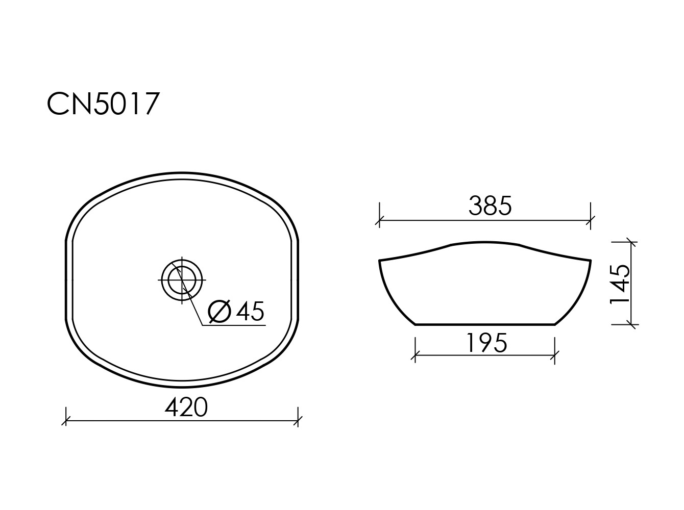 Фото Раковина Ceramicanova Element CN5017 накладная 42 × 38,5 × 14,5 см, белый глянцевый