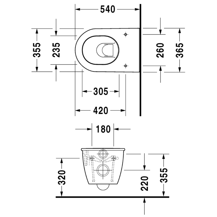 Фото Унитаз подвесной Duravit Darling New 2545090000, без сиденья, белый глянцевый