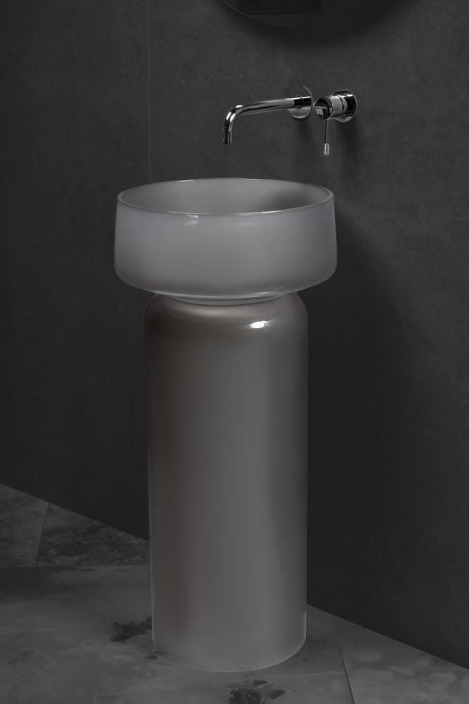 Фото Раковина Boheme Glow Smoke 810-GS-L накладная круглая 40 см, Luna (дымчато-серый)