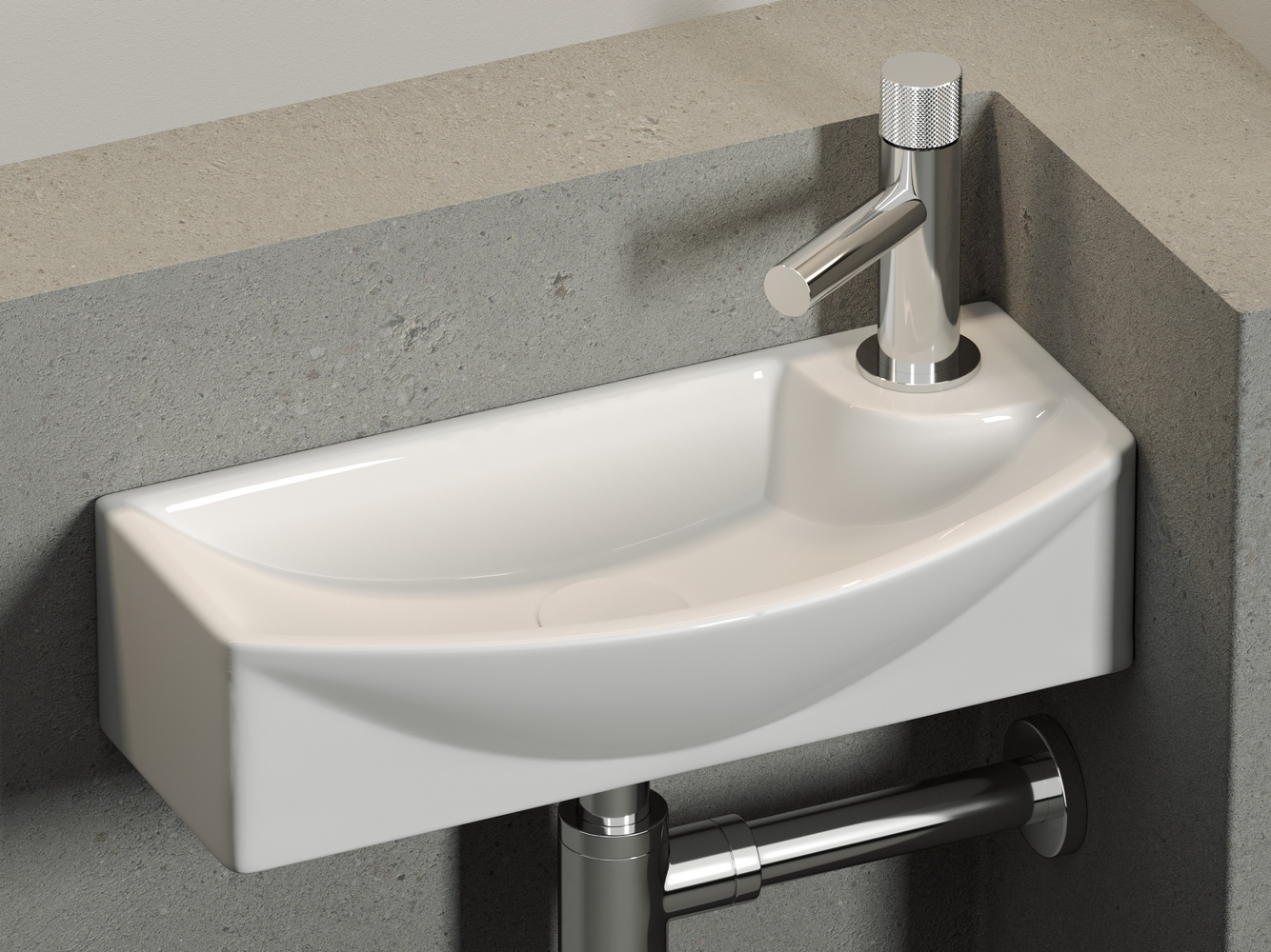 Фото Раковина Ceramicanova Element CN6038L подвесная 45,5 × 22 × 13 см, белый глянцевый