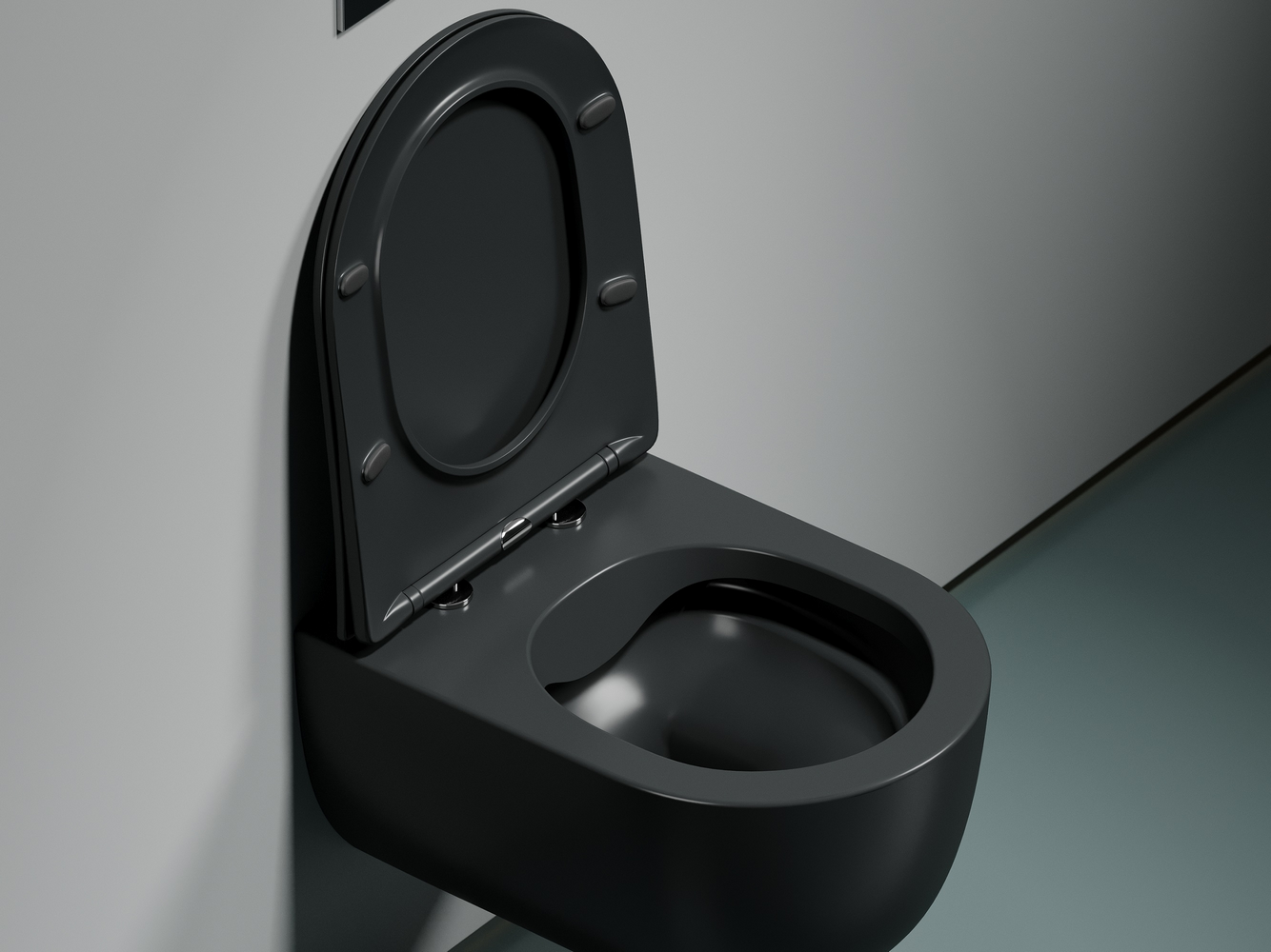 Фото Унитаз Ceramicanova Modena CN6063MDH безободковый с сиденьем подвесной, темный антрацит матовый