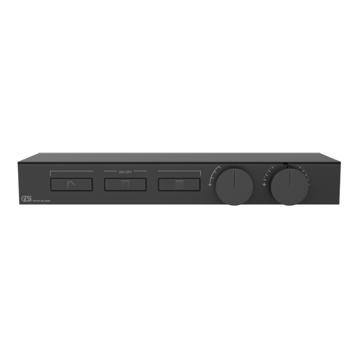 Фото Смеситель Gessi Hi-Fi 63024#299 для душа термостат с переключателем на 3 потока, черный матовый