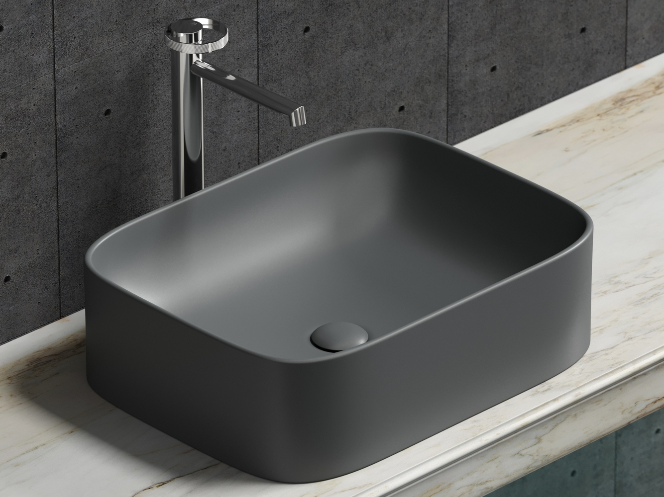 Фото Раковина Ceramicanova Element CN6052MDH накладная 50,5 × 38 × 15 см, темный антрацит матовый