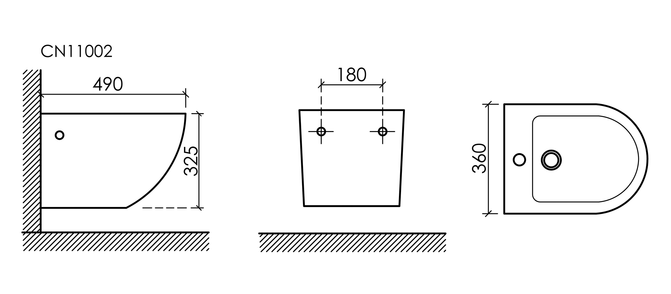 Фото Биде Ceramicanova Uno CN11002MB подвесное, черный матовый