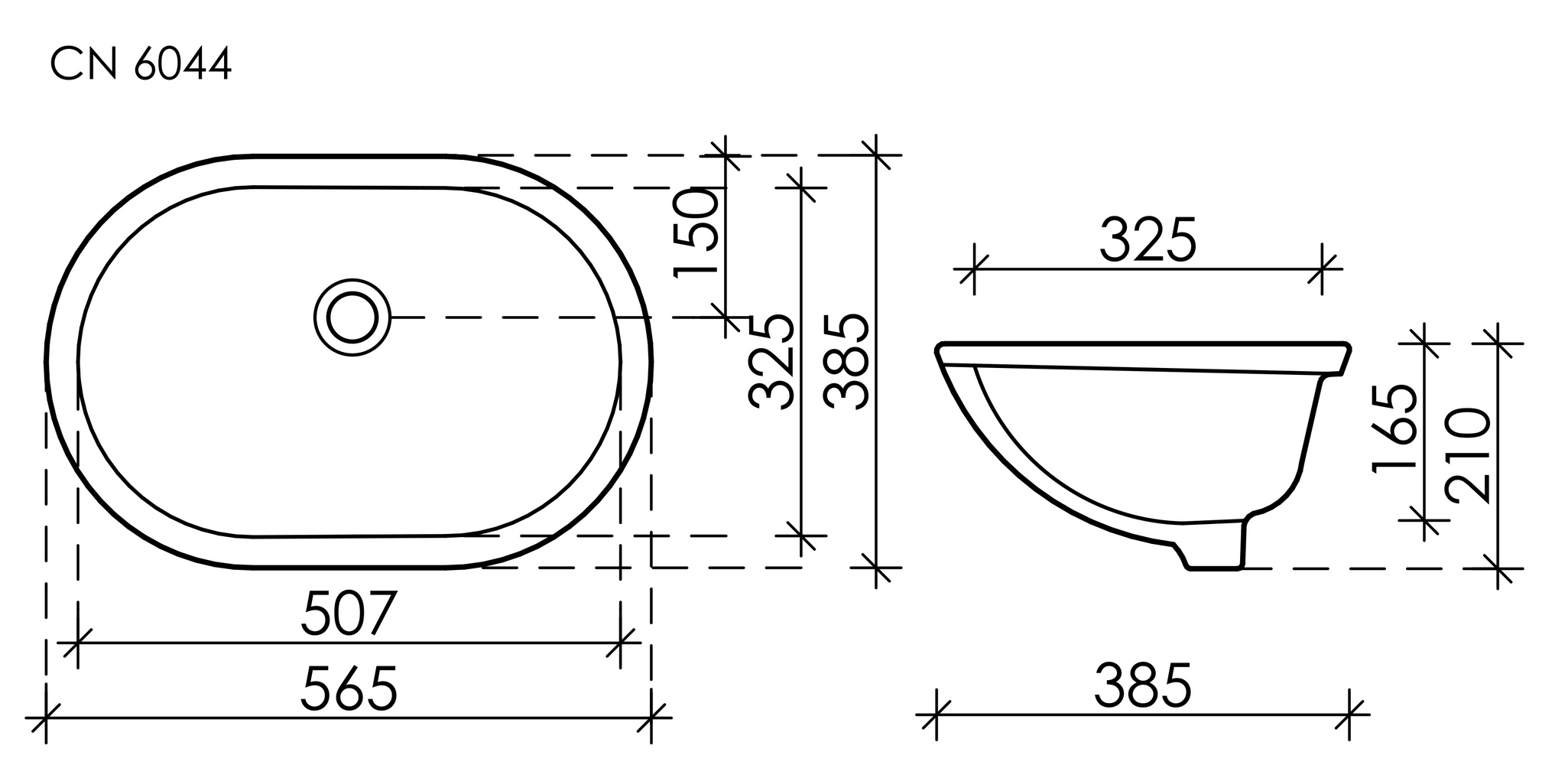 Фото Раковина Ceramicanova Element CN6044 встраиваемая под столешницу 56,5 × 38,5 × 21 см, белый глянцевый