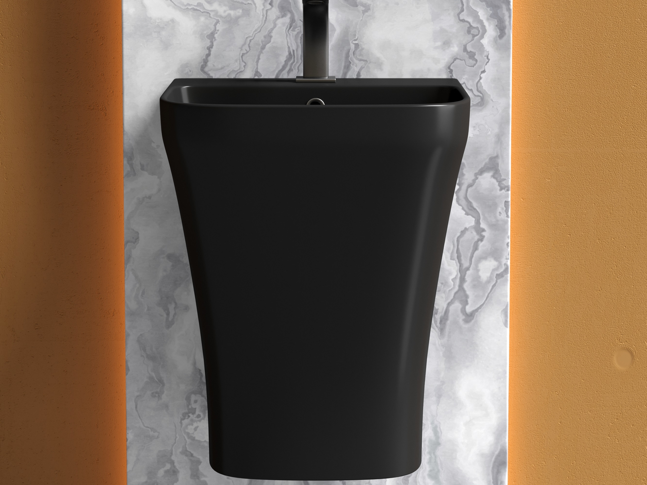 Фото Раковина Ceramicanova Dion CN6067MB напольная 36,5 × 40 × 45,5 см, черный матовый