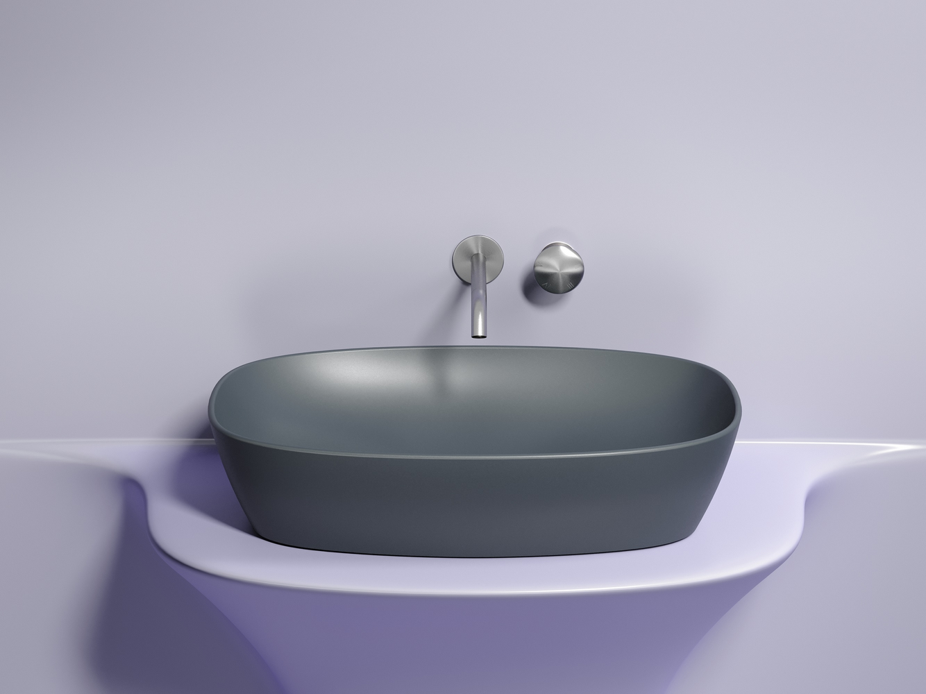 Фото Раковина Ceramicanova Element CN6049MDH накладная 61 × 38,5 × 14 см, темный антрацит матовый
