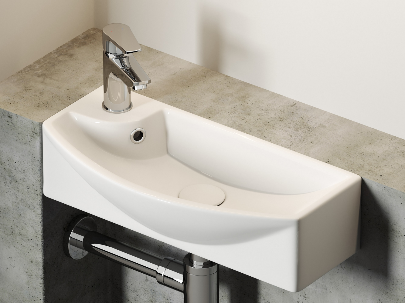 Фото Раковина Ceramicanova Element CN6038R подвесная 45,5 × 22 × 13 см, белый глянцевый