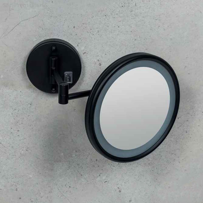 Фото Косметическое зеркало Colombo Fashion Mirrors В9954.NE с подсветкой, 3Х, черный матовый
