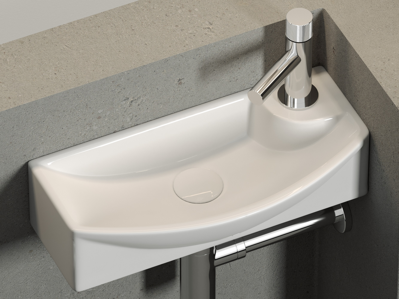 Фото Раковина Ceramicanova Element CN6038L подвесная 45,5 × 22 × 13 см, белый глянцевый