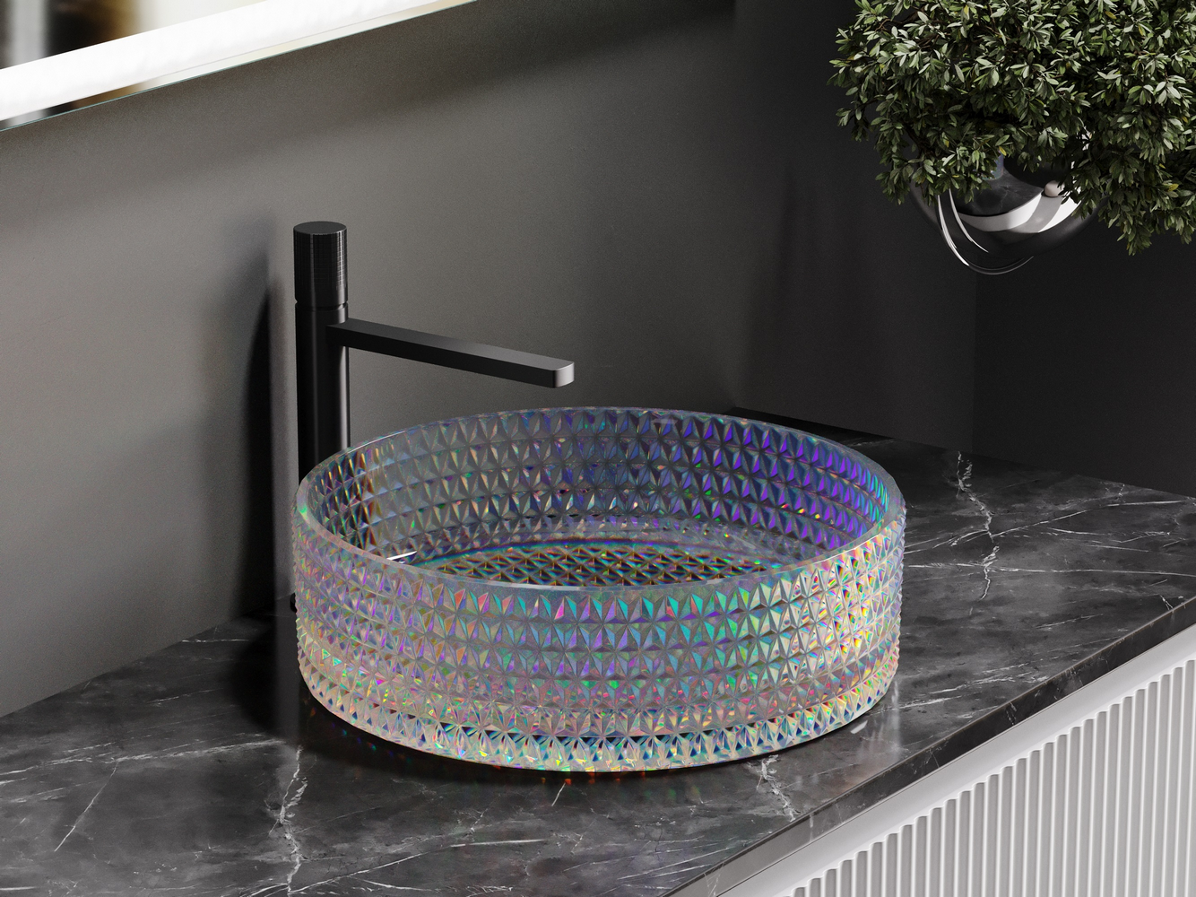 Фото Раковина Ceramicanova Cristal CN6059 накладная 36 × 36 × 11,2 см, неон глянцевый