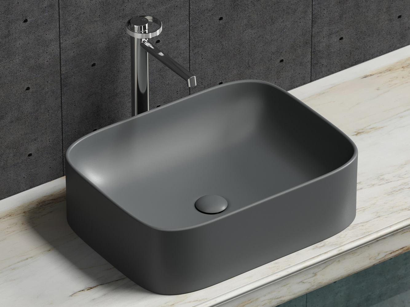 Фото Раковина Ceramicanova Element CN6052MDH накладная 50,5 × 38 × 15 см, темный антрацит матовый
