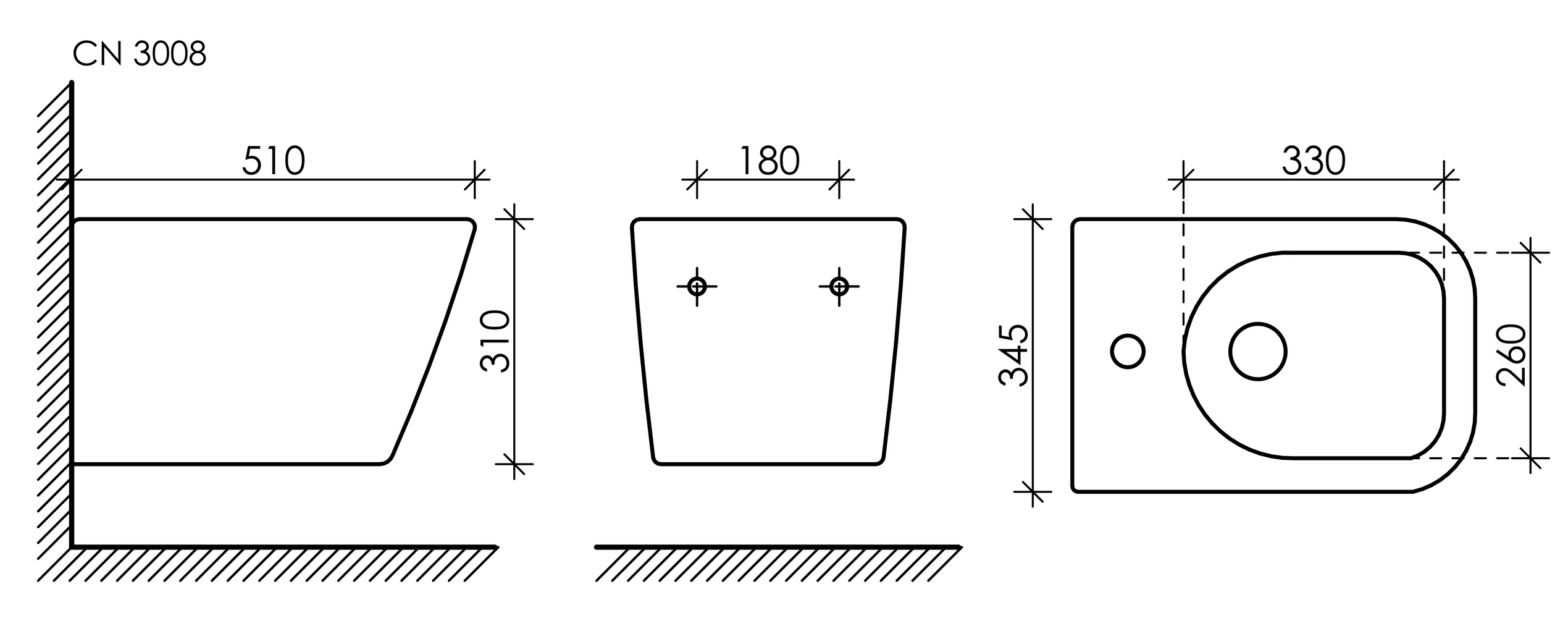 Фото Биде Ceramicanova Metric CN3008 подвесное, белый глянцевый
