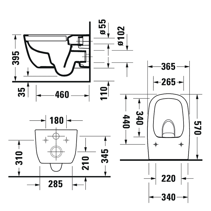 Фото Унитаз подвесной Duravit Aurena 259809AA00, безободковый, без сиденья, белый глянцевый