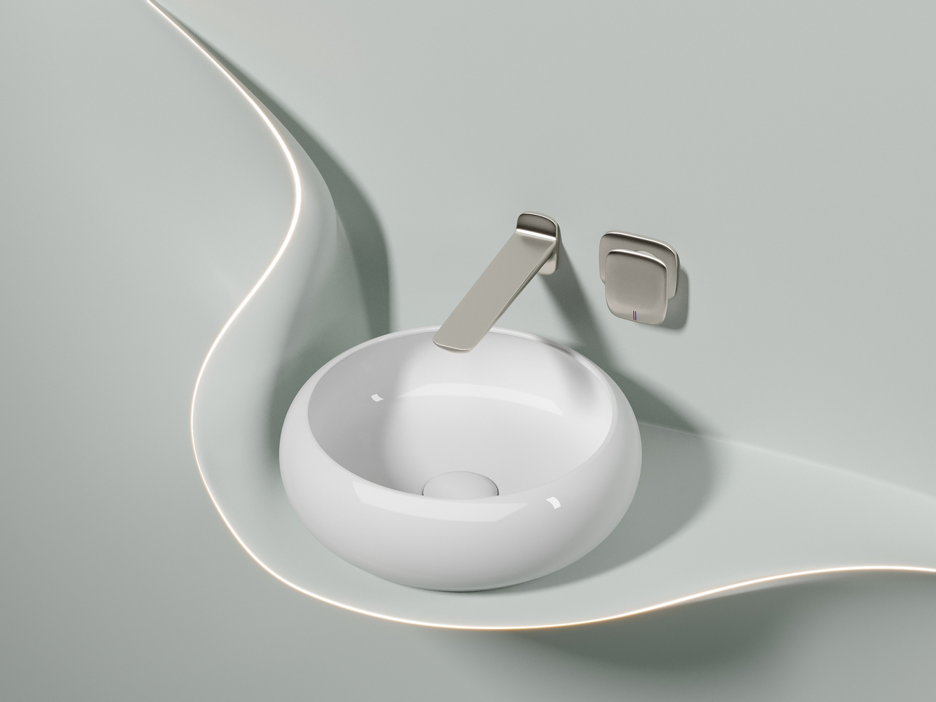 Фото Раковина Ceramicanova Element CN6050 накладная 36 × 36 × 12 см, белый глянцевый