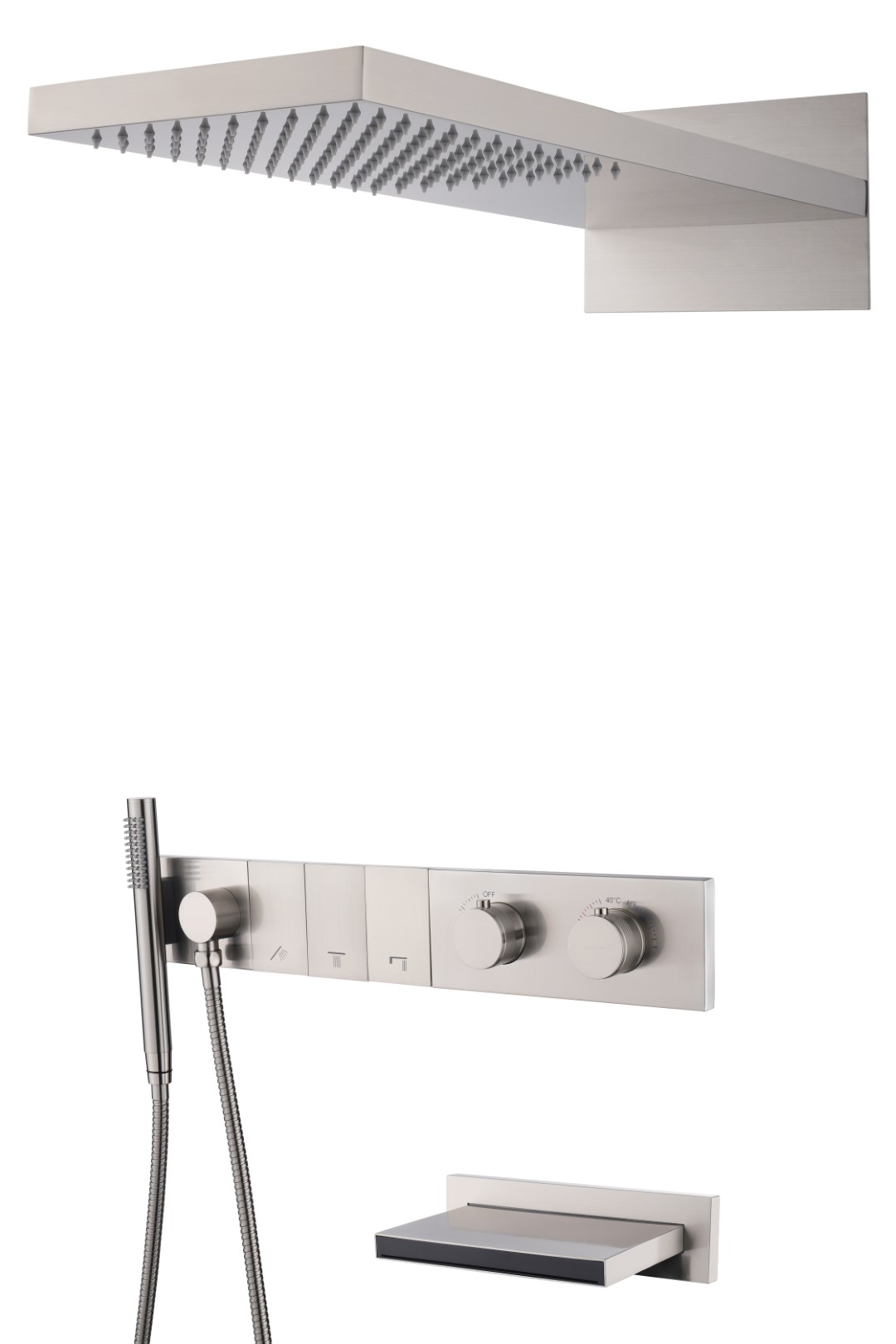 Фото Душевая система Boheme Zodiac 133-2-NB с термостатом nickel brush, никель матовый