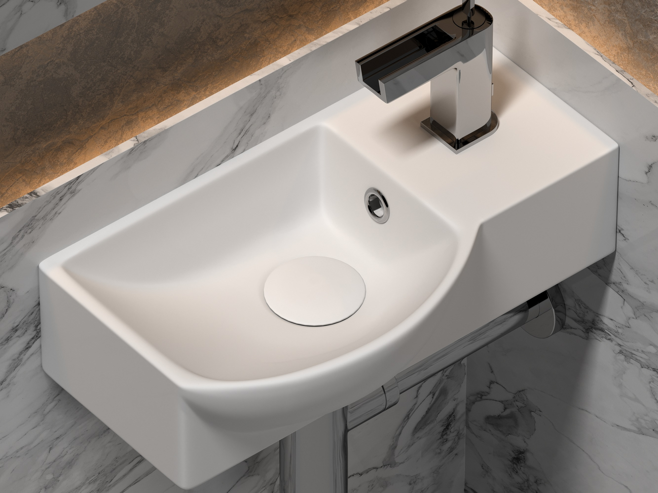 Фото Раковина Ceramicanova Element CN6039L подвесная 40 × 22 × 12 см, белый глянцевый