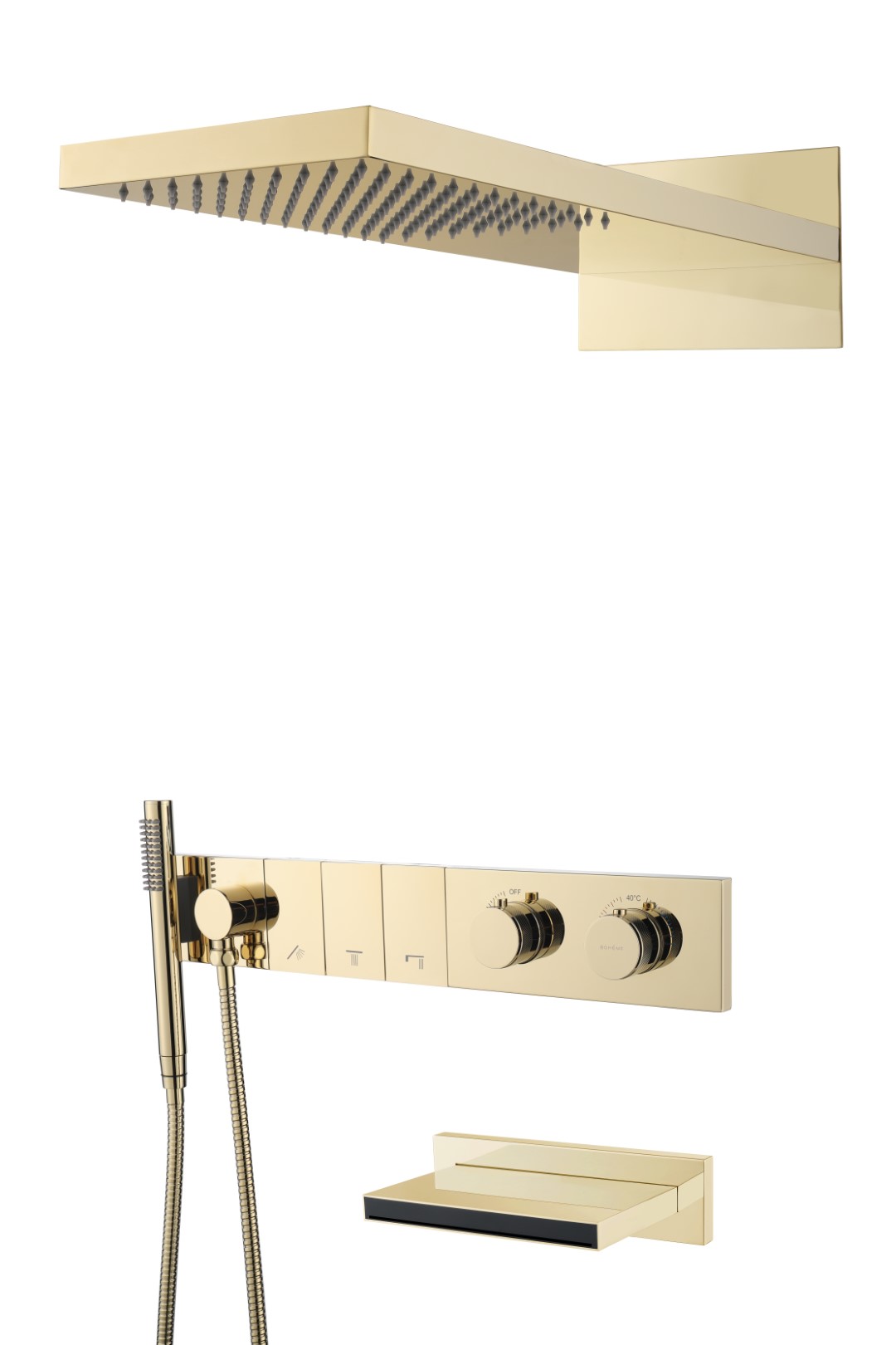 Фото Душевая система Boheme Zodiac 133-2-G с термостатом золото глянец