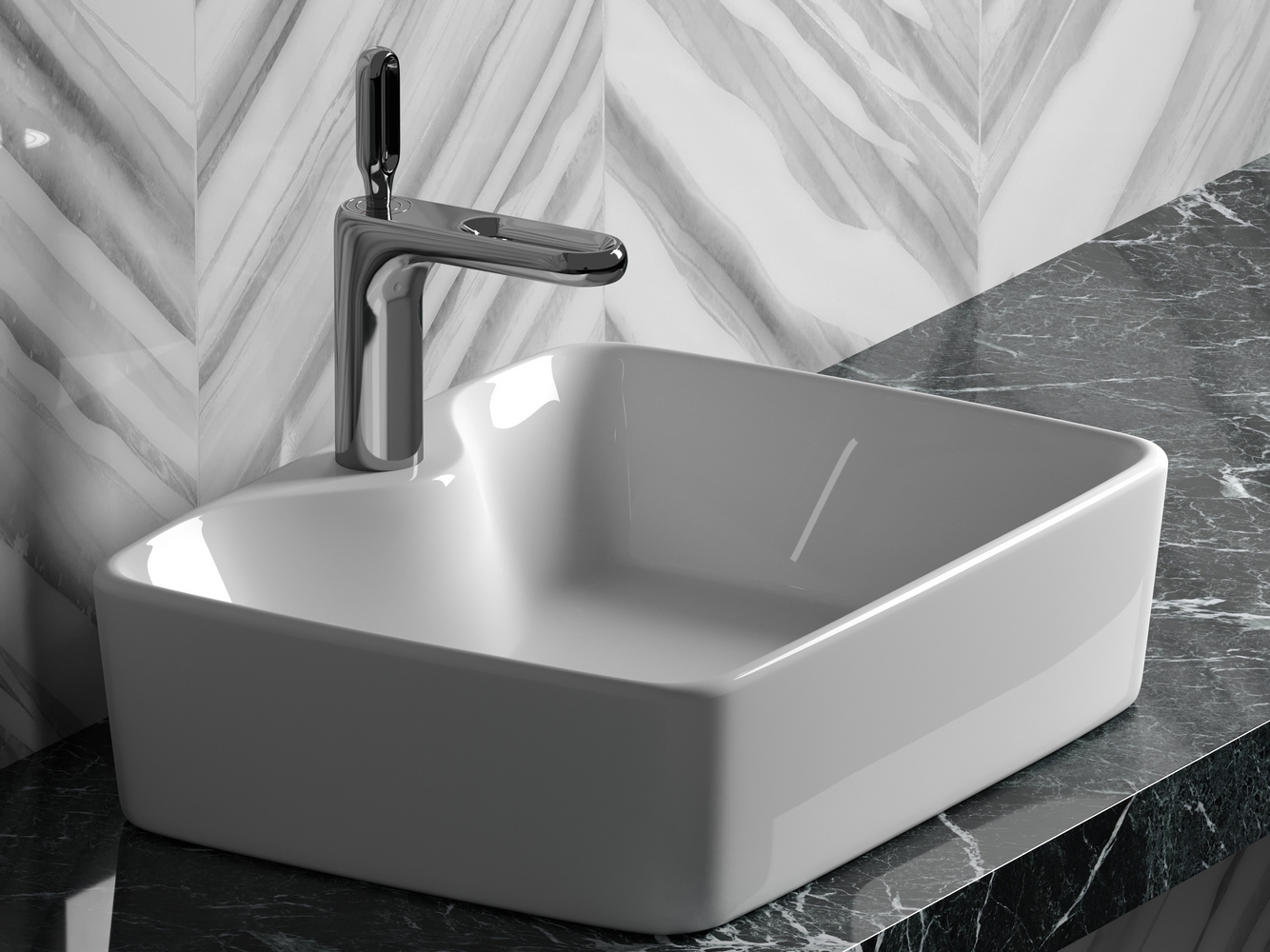 Фото Раковина Ceramicanova Element CN6033 накладная 48 × 37 × 13 см, белый глянцевый