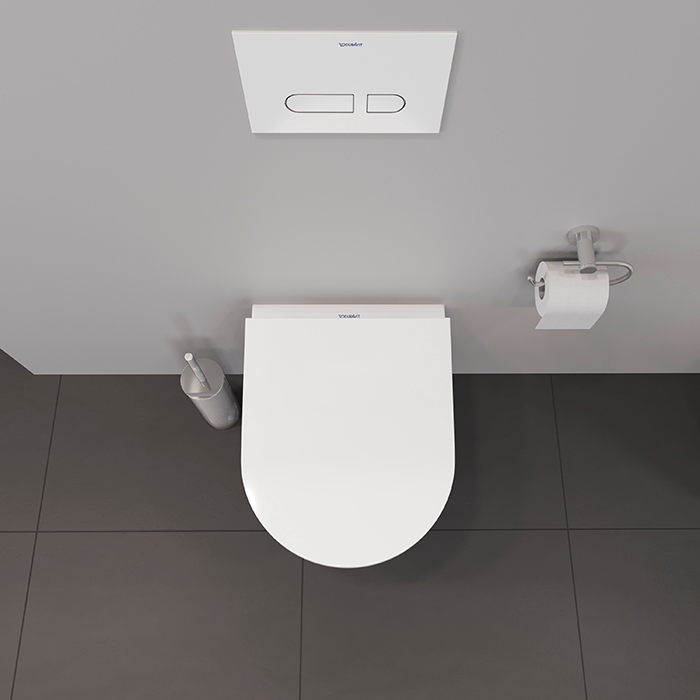 Фото Унитаз подвесной укороченный Duravit D-Neo 2588090000, безободковый, без сиденья, белый глянцевый