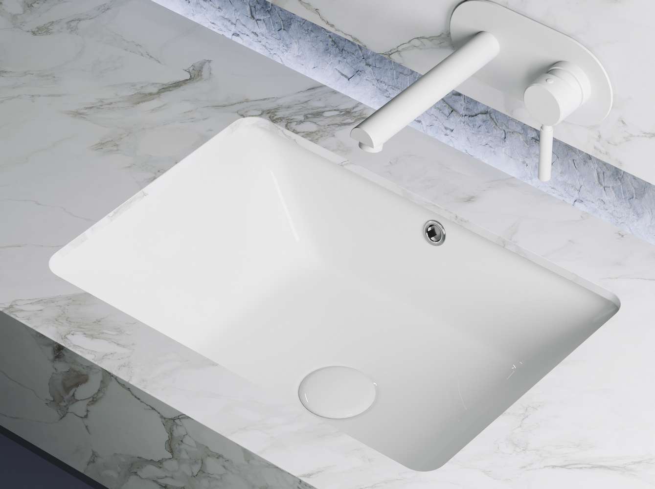 Фото Раковина Ceramicanova Element CN6045 встраиваемая под столешницу 55 × 40 × 18,5 см, белый глянцевый