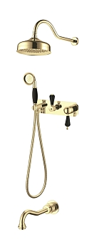 Фото Душевая система Boheme Tradizionale Nero 258 золото глянец
