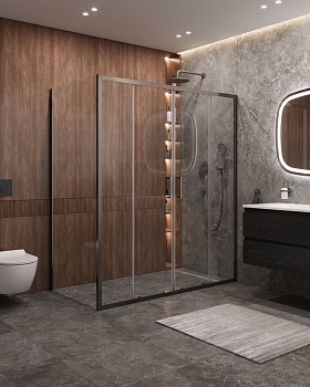 Фото Душевой уголок Cezares MOLVENO-AH-2/1-170/90-C-GM-IV, профиль оружейная сталь