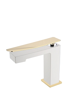 Фото Смеситель для раковины Boheme Q 141-WG.2 белый глянец/золото глянец