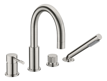 Фото Смеситель на борт ванны Boheme Uno 460-NB, nickel brushed, никель матовый